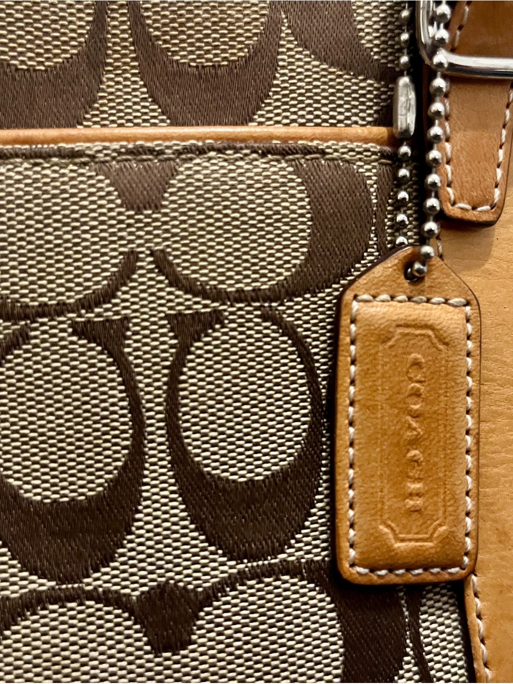 Coach Brown and Tan Signature Canvas Tote - Picture 3 of 9
